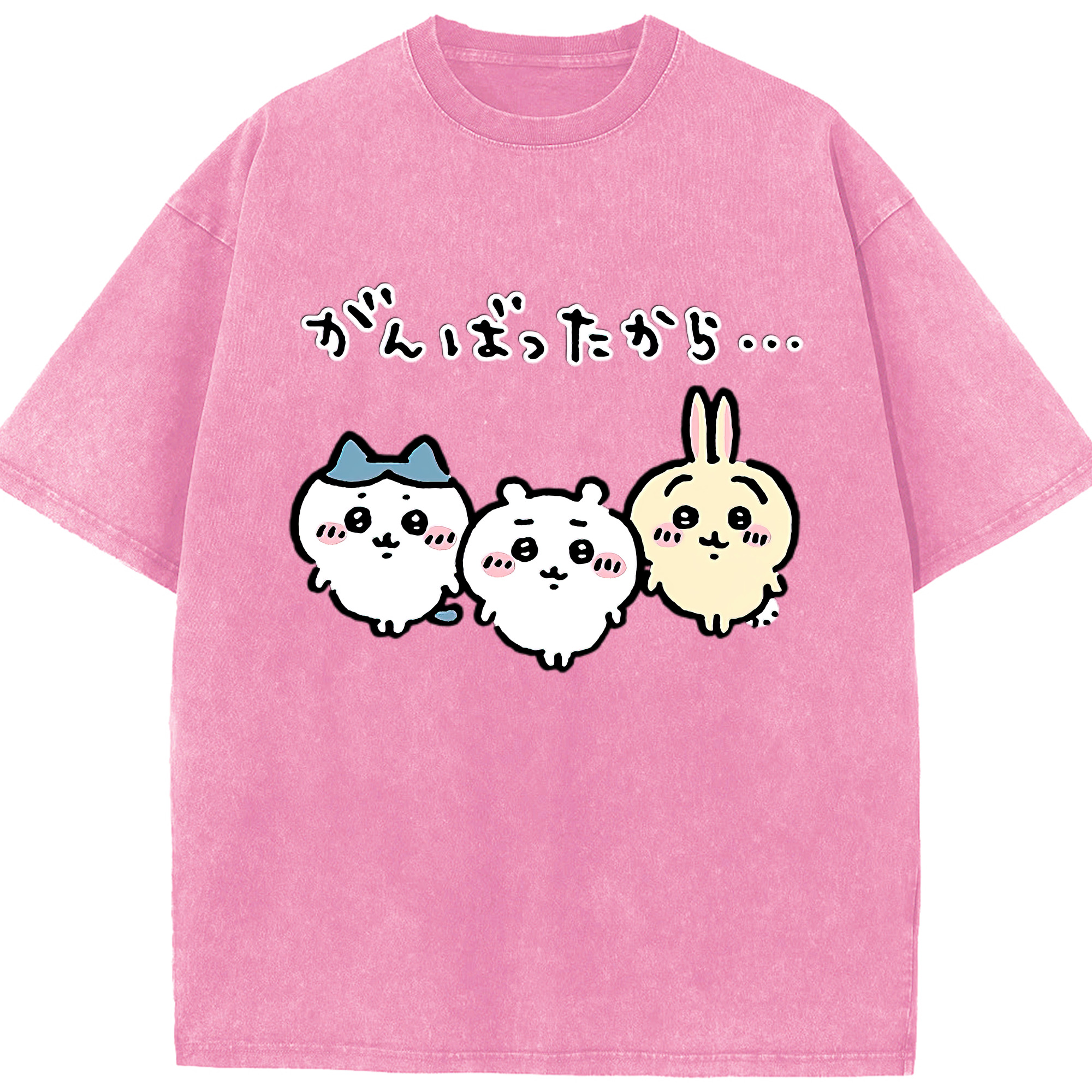 （画像用） ちいかわ ハチワレ Chii-kawa hachiware 綿100% ヴィンテージ風 半袖Tシャツ（フロントプリント）